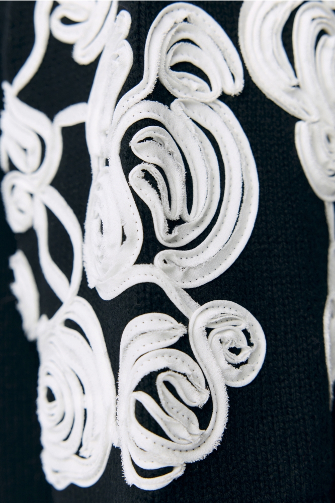 OBJJANE 2/4 RE KNIT CARDIGAN 140 23047229 Black/White emb
